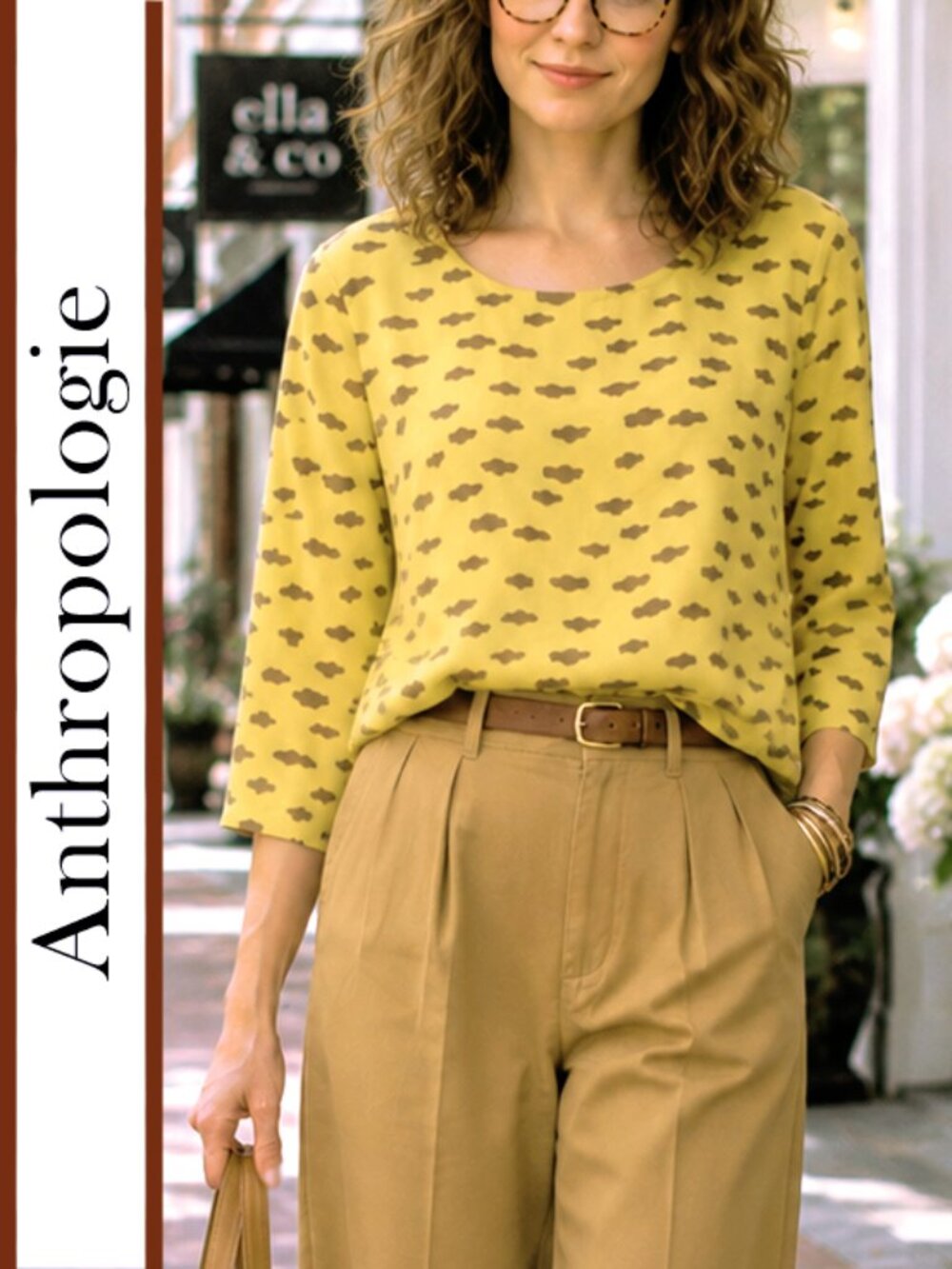 Anthropologie/Maeve | 'Linosa' Cloud Print Silk Blouse